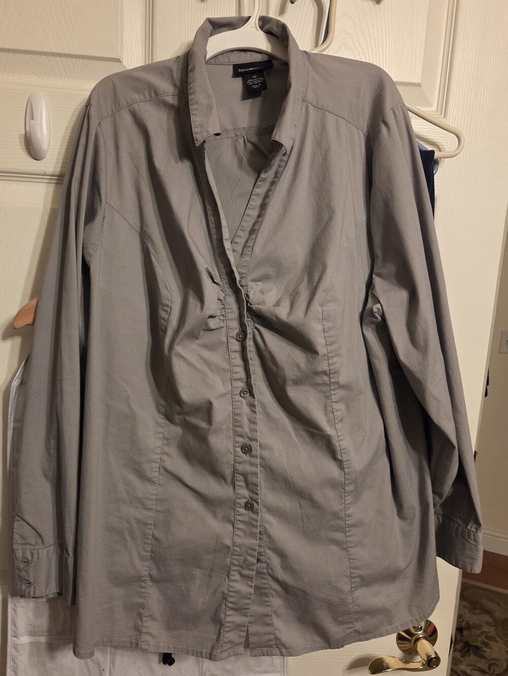 Lane Bryant Womens 22 Light Gray Button-Up Shirt